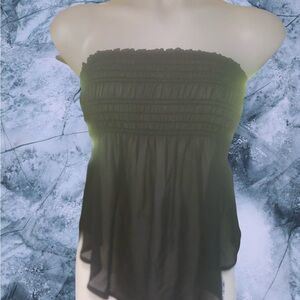 Sheer cover up Black Strapless Top